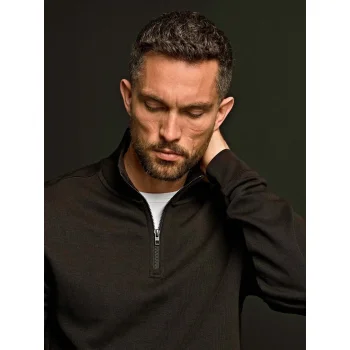 Ribbed Interlock Half Zip