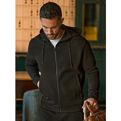 Ribbed Interlock Hooded Full Zip