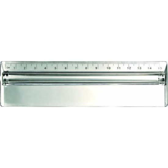Righello in plastica trasparente, con lente d'ingrandimento. Confezione in polybag.