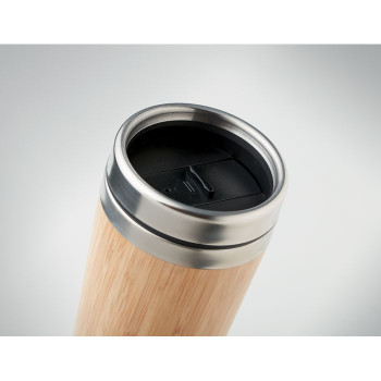 Tazze termiche personalizzate con logo - RODEODRIVE+ - Thermos doppio strato bamboo 400ml