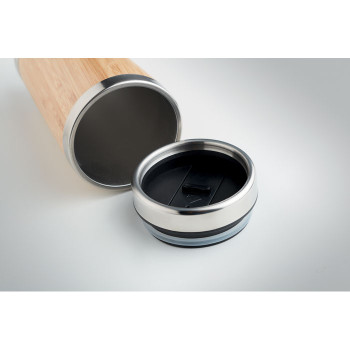 Tazze termiche personalizzate con logo - RODEODRIVE+ - Thermos doppio strato bamboo 400ml