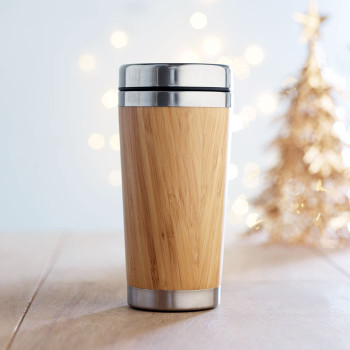 Tazze termiche personalizzate con logo - RODEODRIVE+ - Thermos doppio strato bamboo 400ml