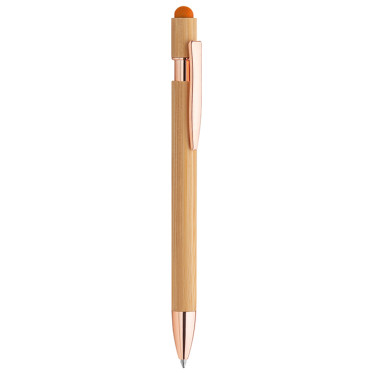 Penna a sfera personalizzabile con fusto bamboo e metallo oro rosa