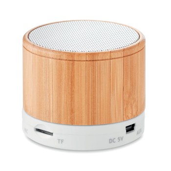Speaker altoparlante personalizzato con logo - ROUND BAMBOO - Speaker wireless in bamboo