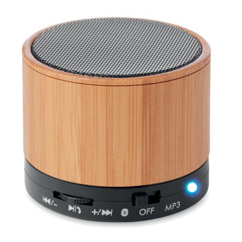 Speaker altoparlante personalizzato con logo - ROUND BAMBOO - Speaker wireless in bamboo