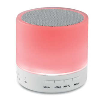Speaker altoparlante personalizzato con logo - ROUND WHITE - Speaker wireless con LED