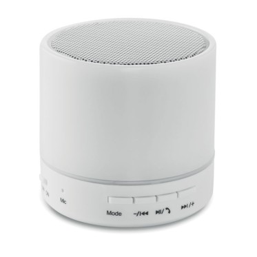 Speaker auricolari audio personalizzati con logo - ROUND WHITE - Speaker wireless con LED