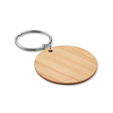 Portachiavi personalizzato con logo - gadget portachiavi aziendale - ROUNDBOO - Portachiavi rotondo in bamboo
