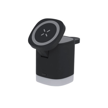 Caricatore wireless magnetico 3 in 1 personalizzabile pieghevole con lampada integrata