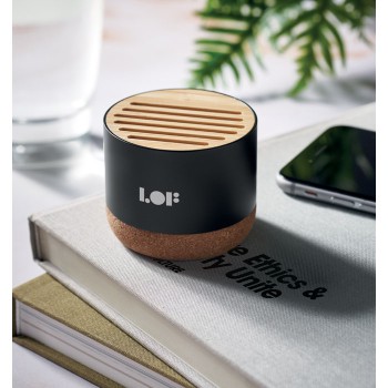 Speaker altoparlante personalizzato con logo - RUMBA - Speaker in sughero e alluminio