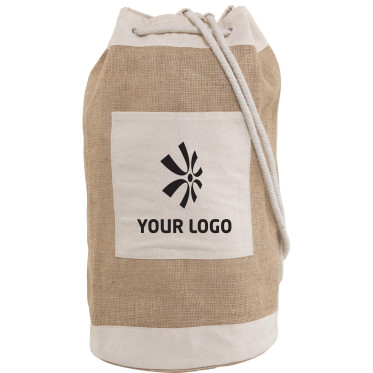 Borsa da mare in Juta personalizzabile con tasca frontale in cotone