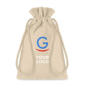 Sacchetto personalizzabile cotone resistente tasca interna zip 14x22 cm