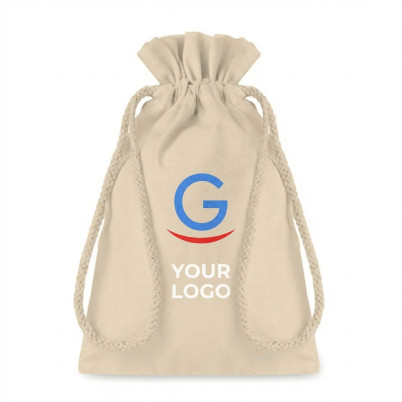 Sacchetto personalizzabile cotone resistente tasca interna zip 14x22 cm