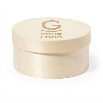 Scatole personalizzate con logo - Scatola rotonda personalizzabile legno naturale con coperchio coordinato
