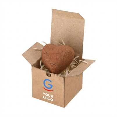 Scatolina bonbon personalizzabile con semi di fiori selvatici e cuore in terracotta