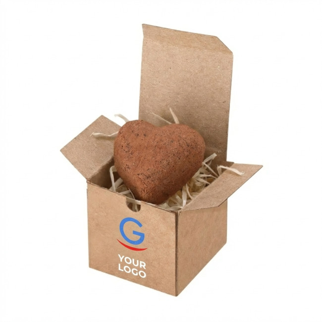 Scatolina bonbon personalizzabile con semi di fiori selvatici e cuore in terracotta