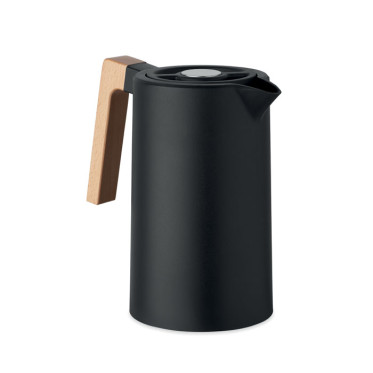 Caraffa doppio strato 1L acciaio inox riciclato e manico in legno