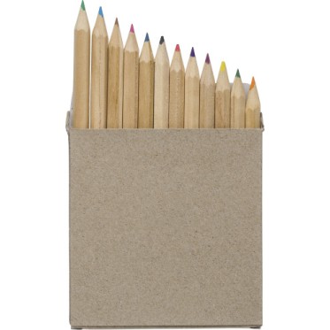 Giochi bambini personalizzati con logo - Set 12 matite in legno corte colorate Devin