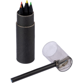 Set 6 matite colorate in legno con rifiniture in nero Beate