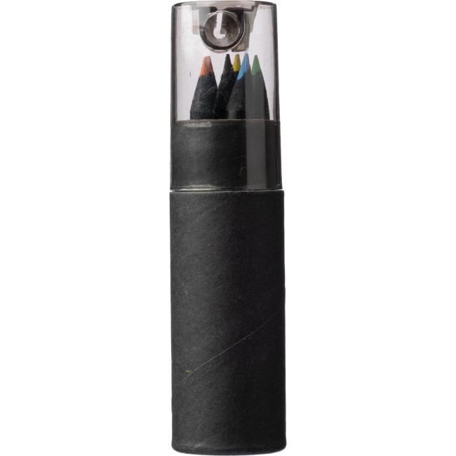 Set 6 matite colorate in legno con rifiniture in nero Beate
