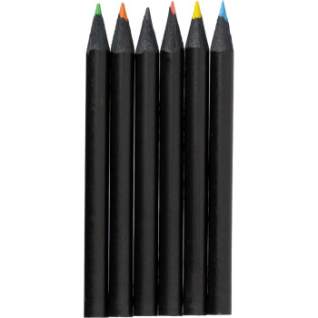 Set 6 matite colorate in legno con rifiniture in nero Holger
