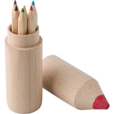 Giochi bambini personalizzati con logo - Set 6 matite colorate in legno Francis