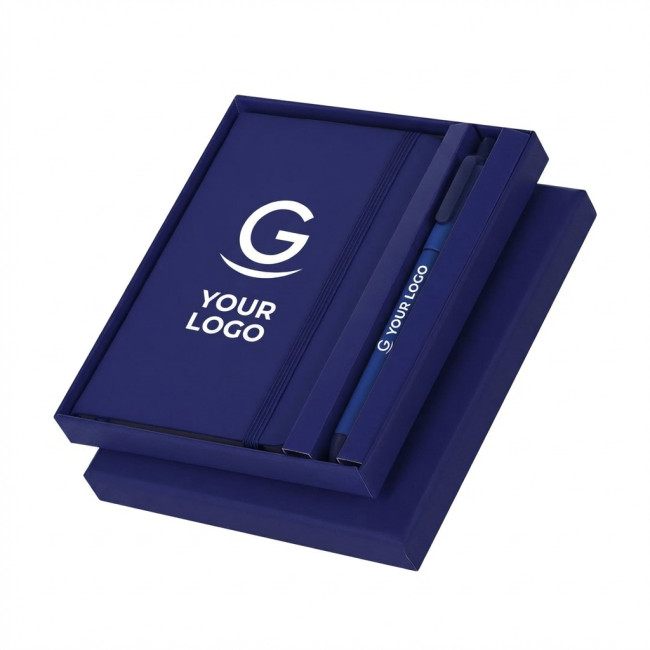 set regalo personalizzati con logo - Set blocco note personalizzabile in PU con penna e segnalibro
