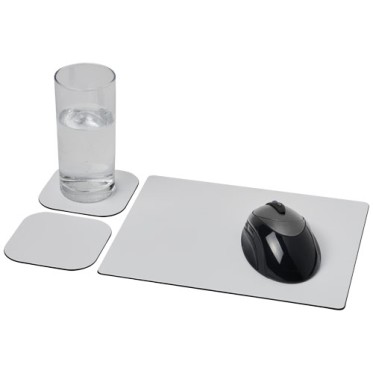 Gadget pc personalizzati con logo - Set Brite-Mat® 3 con tappetino per mouse e sottobicchieri