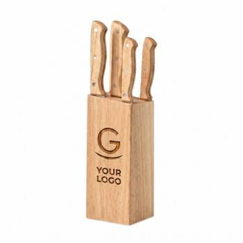 Set coltelli personalizzabile con ceppo in legno e lame acciaio inox