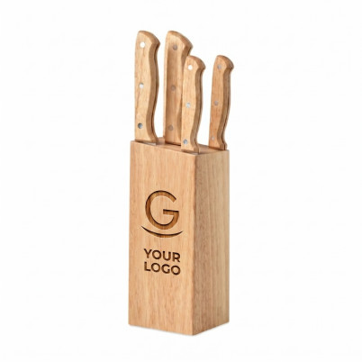 Set coltelli personalizzabile con ceppo in legno e lame acciaio inox