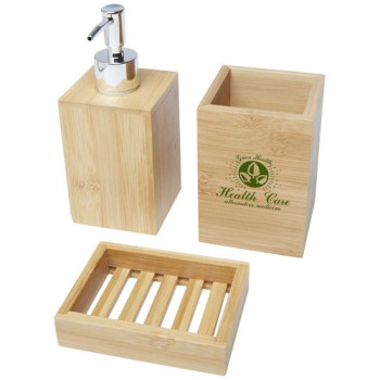 Gadget per cucina e casa regalo aziendale per la casa - Set da bagno Hedon da 3 pezzi in bambù