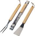 Set da barbecue Kaitlyn | Acciaio inox | 3 pz | Manici in legno