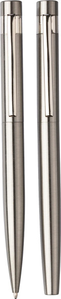 Set da scrittura Fritz | Acciaio inox riciclato | Penna a sfera twist e rollerball