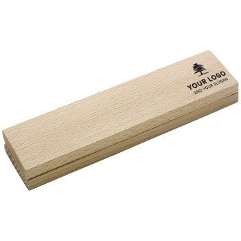 Penne in legno personalizzate con logo - Set da scrittura Morris | Scatola in legno | Penna e matita
