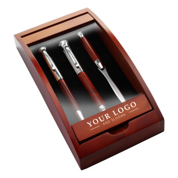 Set Penne personalizzati con logo - Set da scrittura Paulette | Palissandro | 3 pz