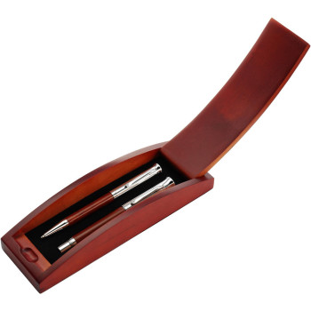 Set Penne personalizzati con logo - Set da scrittura Robin | Legno | 2 pz