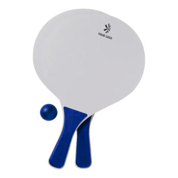 Giochi spiaggia personalizzati con logo - Set da spiaggia Fabien | Legno | 2 racchette e pallina