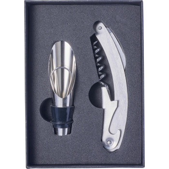 Set da vino personalizzati con logo - Set da vino 2 accessori, in acciaio inox Dale