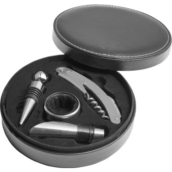 Set da vino personalizzati con logo - Set da vino 4 accessori, in acciaio inox Jeremy
