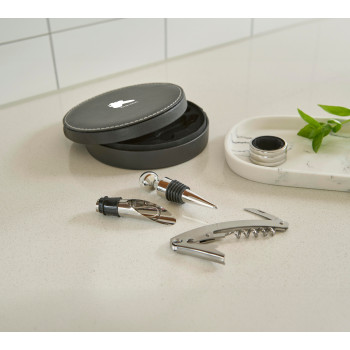 Set da vino personalizzati con logo - Set da vino 4 accessori, in acciaio inox Jeremy