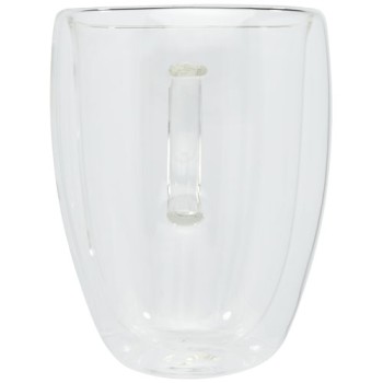 Gadget per cucina e casa regalo aziendale per la casa - Set di 2 tazze in vetro a doppia parete da 350 ml con sottobicchiere in bambù Manti 