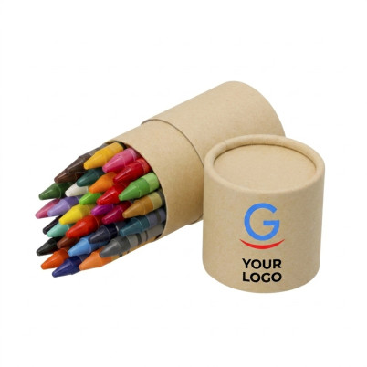 Set di 30 crayons in astuccio cilindrico in cartone naturale riciclato