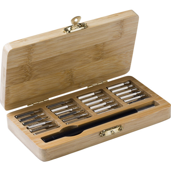 Set di attrezzi Willow | Custodia di bambù | 25 pz