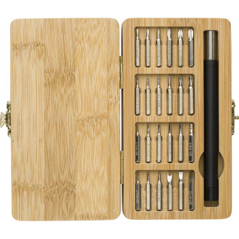 gadget ecologici con logo - Set di attrezzi Willow | Custodia di bambù | 25 pz