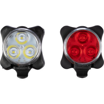 Gadget Bicicletta Personalizzati con Logo - Set di luci per bici Elisabeth | Plastica e silicone | Ricaricabile | 4 modalità