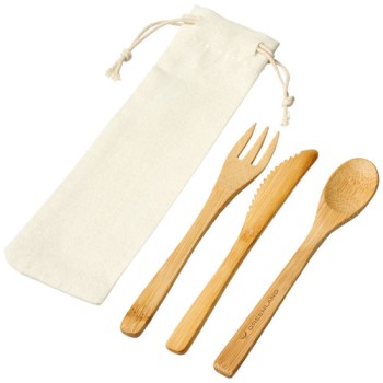 Gadget per cucina e casa regalo aziendale per la casa - Set di posate Celuk in bambù