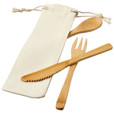 Gadget per cucina e casa regalo aziendale per la casa - Set di posate Celuk in bambù