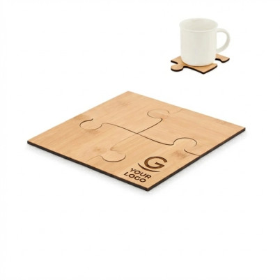 Set di sottobicchieri personalizzabili in bamboo design puzzle modulare
