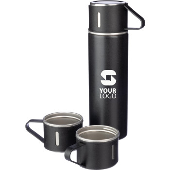 Thermos personalizzato - Set di thermos | Inox | 420 ml + 2 tazze