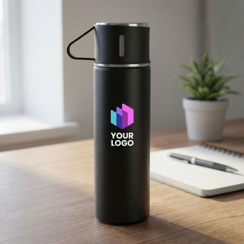 Thermos personalizzato - Set di thermos | Inox | 420 ml + 2 tazze